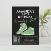 Invitation d'anniversaire pour soirée basket verte (Debout devant)