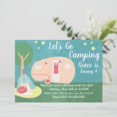 Invitation d'anniversaire pour soirée camping rétr (Debout devant)