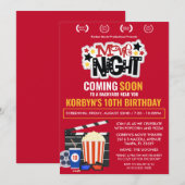 Invitation d'anniversaire pour soirée cinéma pour (Devant / Derrière)