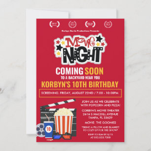 Invitation d'anniversaire pour soirée cinéma pour