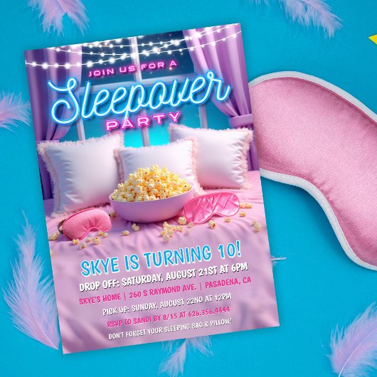 Invitation d'anniversaire pour soirée pyjama