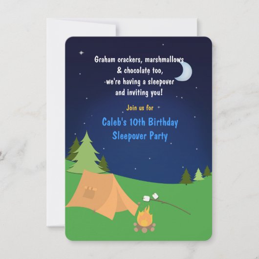 Invitation d'anniversaire pour soirée pyjama de ca (Devant)