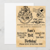 Invitation d'anniversaire pour sorciers et sorcièr (Devant / Derrière)