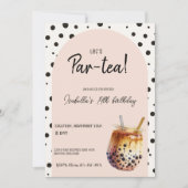 Invitation d'anniversaire pour thé aux perles mode (Devant)
