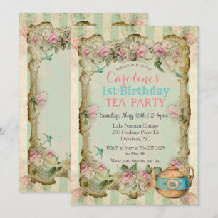 Invitation d'anniversaire pour thé floral vintage
