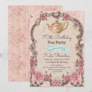 Invitation d'anniversaire pour thé floral vintage