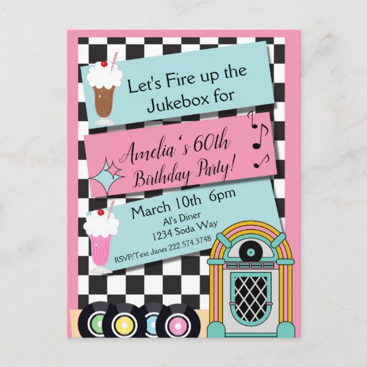 Invitation d'anniversaire pour tout âge, diner des (Devant)