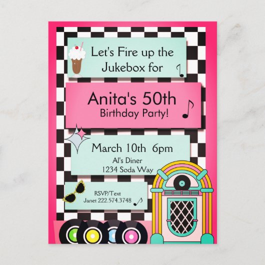 Invitation d'anniversaire pour tout âge, diner des (Devant)