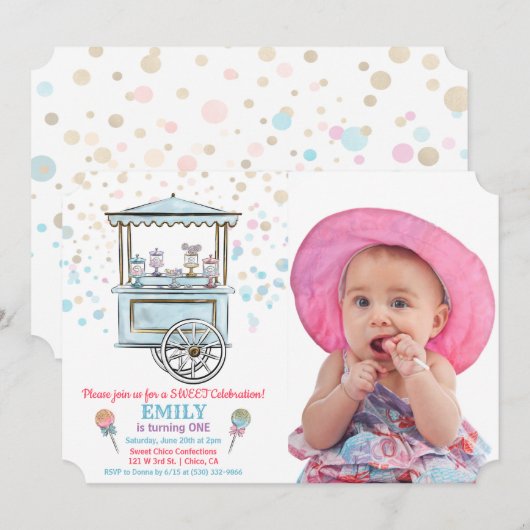 Invitation d'anniversaire pour tout âge - Douce bo (Devant / Derrière)