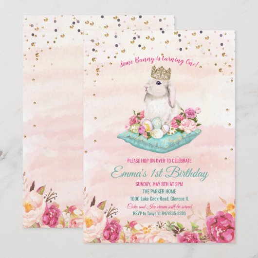 Invitation d'anniversaire pour tout âge - Un Lapin (Devant / Derrière)