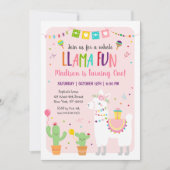 Invitation d'anniversaire pour toute la Llama Fun  (Devant)