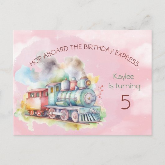 Invitation d'anniversaire pour Train Engine Girl 5 (Devant)