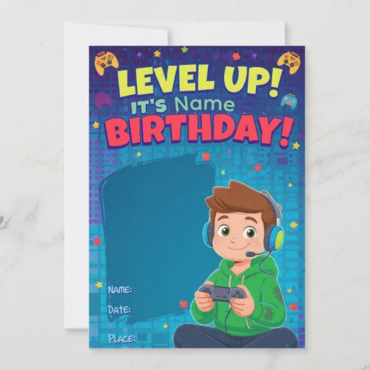 Invitation d'anniversaire pour un adolescent joueu (Devant)