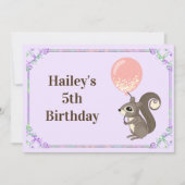 Invitation d'anniversaire pour un adorable écureui (Devant)