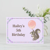 Invitation d'anniversaire pour un adorable écureui (Debout devant)