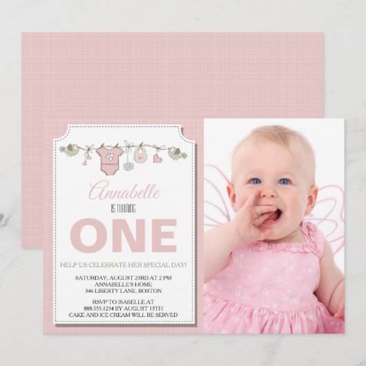 Invitation d'anniversaire pour un an (Devant / Derrière)