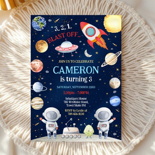 Invitation d'anniversaire pour un astronaute dans 