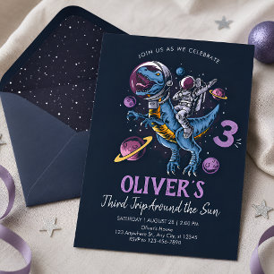 Invitation d'anniversaire pour un Astronaute Dinos
