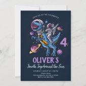 Invitation d'anniversaire pour un astronaute dinos (Devant)
