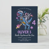 Invitation d'anniversaire pour un astronaute dinos (Debout devant)