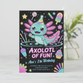 Invitation d'anniversaire pour un Axolotl mignon (Debout devant)