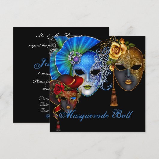 Invitation d'anniversaire pour un bal masqué de se (Devant / Derrière)