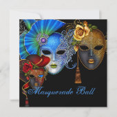 Invitation d'anniversaire pour un bal masqué de se (Devant)