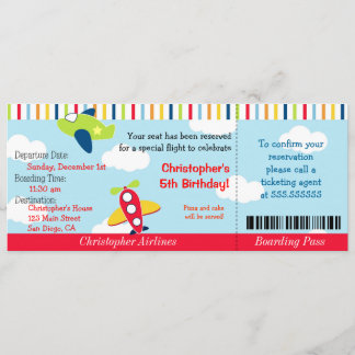 Invitation d'anniversaire pour un billet d'avion