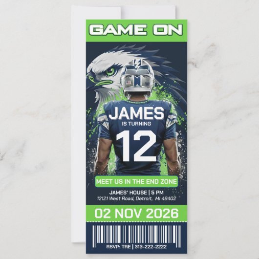 Invitation d'anniversaire pour un billet de footba (Devant)