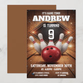 Invitation d'anniversaire pour un bowling personne (Devant / Derrière)