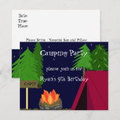 Invitation d'anniversaire pour un camping (Devant / Derrière)