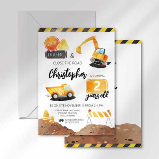 Invitation d'anniversaire pour un chantier tous âg