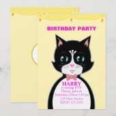 Invitation d'anniversaire pour un chat mignon (Devant / Derrière)