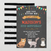 Invitation d'anniversaire pour un chat mignon anim (Devant / Derrière)