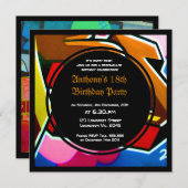 Invitation d'anniversaire pour un Cool de graffiti (Devant / Derrière)