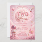 Invitation d'anniversaire pour un espace rose (Devant)