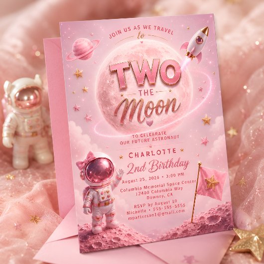 Invitation d'anniversaire pour un espace rose