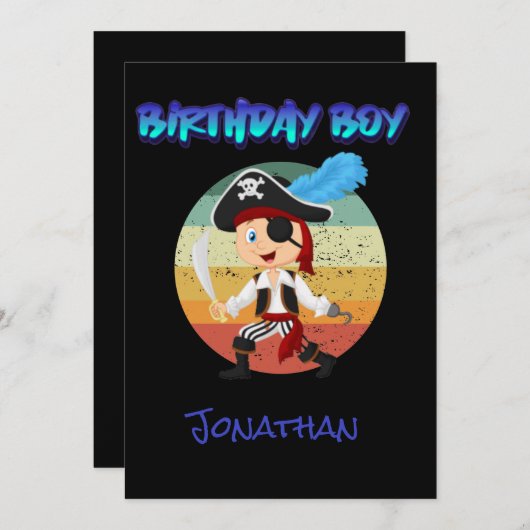 Invitation d'anniversaire pour un garçon pirate (Devant / Derrière)