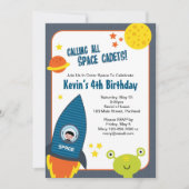 Invitation d'anniversaire pour un garçon spatial (Devant)