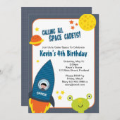 Invitation d'anniversaire pour un garçon spatial (Devant / Derrière)