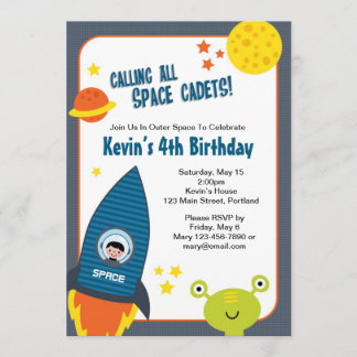 Invitation d'anniversaire pour un garçon spatial