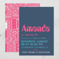 Invitation d'anniversaire pour un geek d'ordinateu