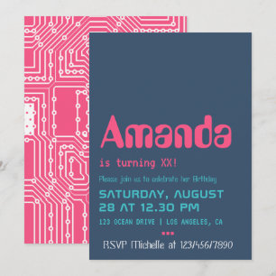 Invitation d'anniversaire pour un geek d'ordinateu