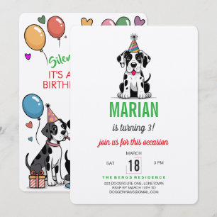 Invitation d'anniversaire pour un Grand Danois