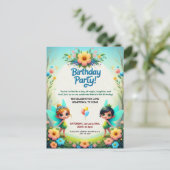 Invitation d'anniversaire pour un jardin de fées e (Debout devant)