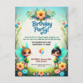 Invitation d'anniversaire pour un jardin de fées e (Devant)