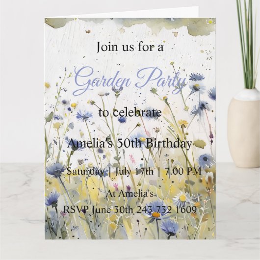 Invitation d'anniversaire pour un jardin de fleurs (Devant)
