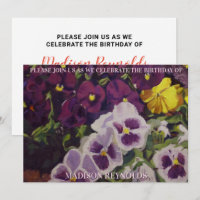 Invitation d'anniversaire pour un jardin de pensée