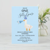 Invitation d'anniversaire pour un jars idiot bleu  (Debout devant)