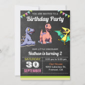 Invitation d'anniversaire pour un joli petit dinos (Devant)